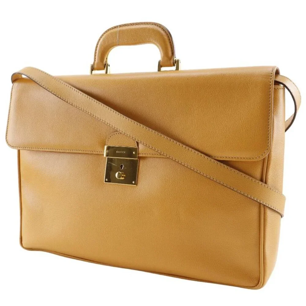 Gucci Vintage Calfskin Yellow Business Bag